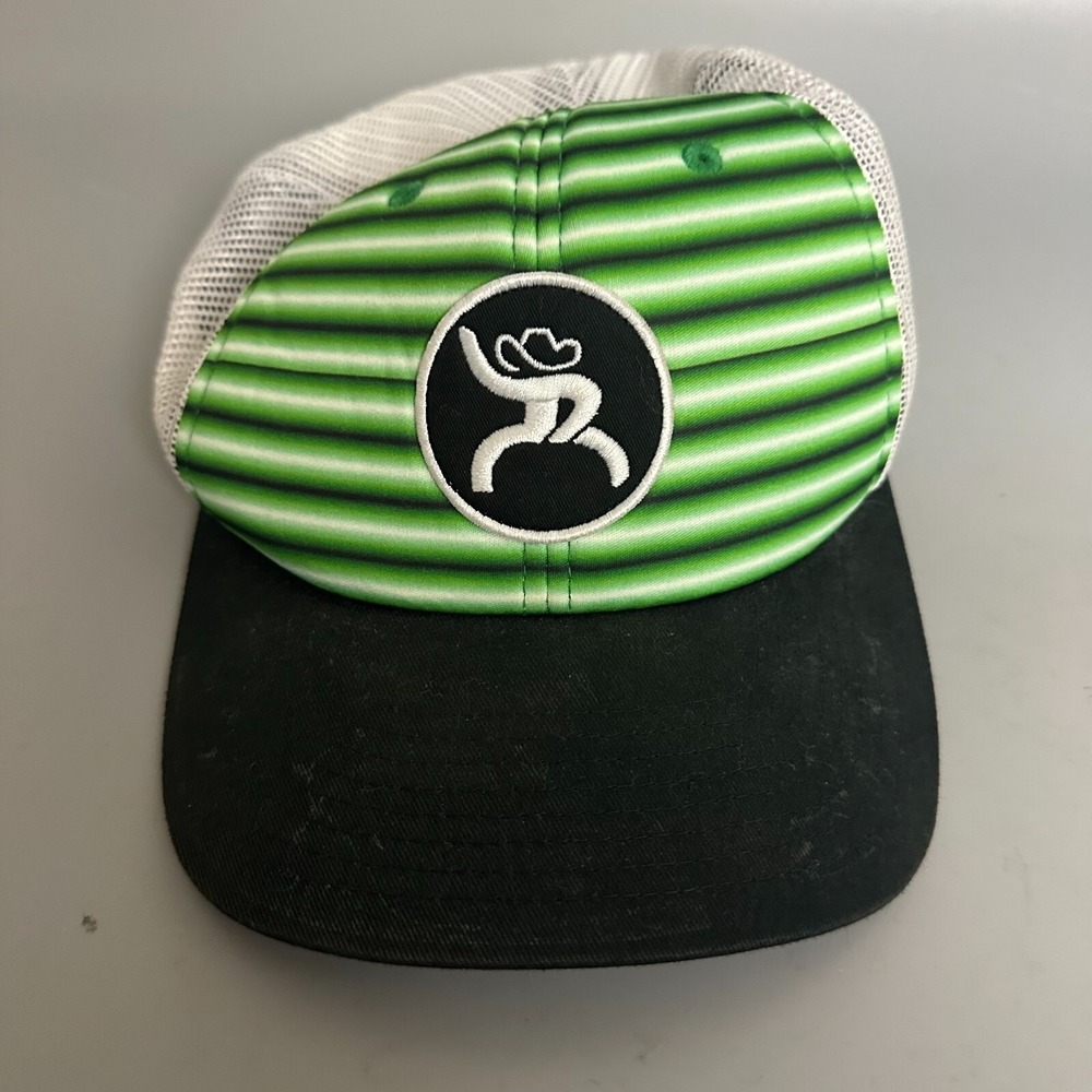 Hooey Roughy Trucker Hat Green Black Striped Mesh Snapback Cap GetYourHooey